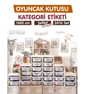 Oyuncak Dolabı Kutusu Kategori Etiketi Türkçe, Organizer Etiketi  Şeffaf Düzenleme Organizer Kahverengi-T943