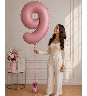 9 Rakamlı Pembe 76 cm Helyum Balon