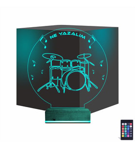 Luvivia Bateri Baterist Kişiye Özel 3D Lamba - Masa Gece Lambası