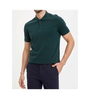 Erkek Yeşil Polo Yaka Slimfit Basic Tshirt