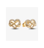 Pandora Tarzı Işıltılı Sonsuz Kalp Çivi Küpeler (Gold)