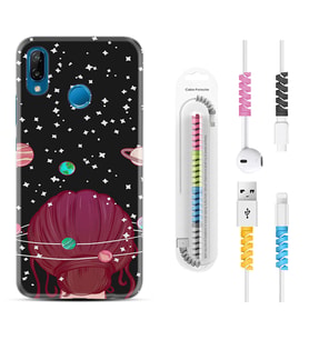 Huawei P20 Lite Mate 10 20 Lite Pro P40 Lite KılıfKablo Koruma Spiral Silikon Space Woman 1311