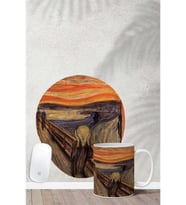 Edvard Munch Scream Desenli Bilek Destekli Mouse Pad Kupa Seti