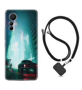 Xiaomi 12 Lite Kılıf Silikon Boyun Askılı İpli Desenli Silikon Night Cars 1619