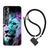 Tecno Spark 6 6 Go 8C 8 Pro 7 7 Pro Kılıf Boyun Askılı Silikon Pink Blue Leon 1603