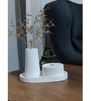 MUMVİBE Çizgi Desenli Dekoratif Mum Seti