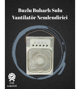 USB Bağlantılı 3'ü 1 Arada Nemlendirici Mini Klima Fan 7 Renk Işıklı