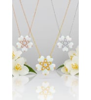 925 Ayar Papatya Silver Beyaz Kalp Opal Yasemin Çiçeği kolye.rose.gold.rodaj