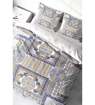 Çift Kişilik Nevresim Takımı Sık Dokuma Pamuk Saten 3d Özel Tasarım Blue Patchwork