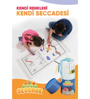Çocuklara Özel Yıkanabilir Boyamalı Seccade Seti Mavi S1037