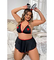 Tegan Büyük Beden Fantazi Kalpli Mini Etekli Babydol Gecelik TG279234-B