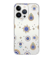 PrintiFy Apple  iPhone 13 Pro ile Uyumlu 1mm Slim Fit Nazar Boncuğu 5 Baskılı Şeffaf  Kılıf