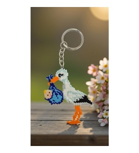 Miyuki Boncuk El Yapımı Bebek Taşıyan Leylek Anahtarlık/Çanta Süsü (Çok Renkli)