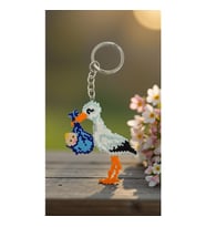 Miyuki Boncuk El Yapımı Bebek Taşıyan Leylek Anahtarlık/Çanta Süsü (Çok Renkli)
