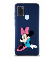 Samsung Galaxy A21S Soft Premier Kapak Minnie Mouse-E Tasarımlı Silikon Kılıf - Lacivert (Şeffaf)
