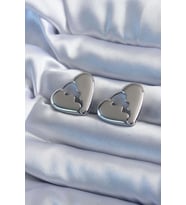 Mey İthalat® Gümüş Renk Kırık Kalp Model Pirinç Kadın Küpe