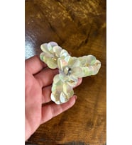 ZİRKON TAŞLI PUL PAYETLİ ÇİÇEK ARMA DİKİŞ APLİKE 8X8 CM (Ekru)