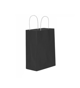 Kağıt Hediye Çantası Küçük Boy Düz Renk 18X24 Cm (25 Adet)  Siyah