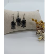 MARGAZİT TAŞLI KOLYE KÜPE SET-MDL-5008 (Siyah)