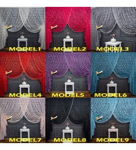 3Kat Pileli -Şal-Fransız Örme-Tiyatro Modern Tasarım Krıuvaze Tül Perde (Model 1)