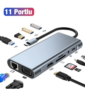 ALLY BYL-2110 11in1 Multifonksiyonlu Type-C Hub Adaptör Dönüştürücü-(5775) - SSSSSS1929-5587