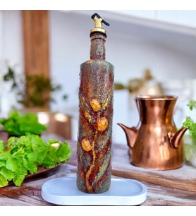 Altın Yaldız Detaylı Antik Antik Eskitme El yapımı Yağdanlık, Sosluk, Sirkelik, Mutfak Tasarımı, Ev dekorasyonu (Eskitme Altın)