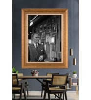 Altın Varaklı Çerçeveli Paspartulu Atatürk Tablo nh120 (Gold)