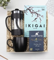 Ikigai Kitabı & Siyah French Press & Siyah Kupa & Alerya Premium Filtre Kahve Hediye Seti