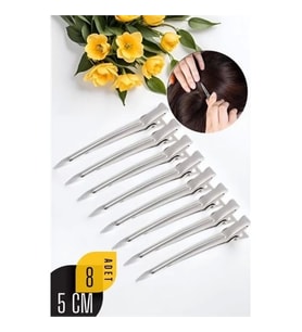 Mey İthalat® 8'li Profesyonel Alüminyum Saç Pensi Seti Metal Toka Saç Pensi 720577