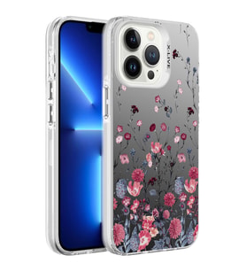 Apple iPhone 13 Pro Kılıf Desenli Zore Silver Sert Kılıf Çiçek