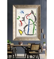 Tablore Joan Miró Tarzı Soyut Kuş Ve Figür Çerçeveli Tablo Modern Sanat Duvar Dekoru Salon Ve Ofis Tablosu