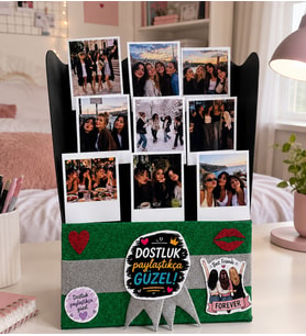 Dostluğumuzu Ölümsüzleştirelim: 9 Fotoğraflı Kişiselleştirilmiş Arkadaş Buketi (30x20 cm)