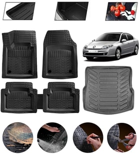 Renault Laguna 3 2007-2015 Uyumlu Paspas Araca Özel Bagaj Havuzu MBS Siyah