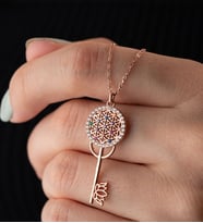 Saklı Takı 925 Ayar Rose Anahtar Gümüş Kolye