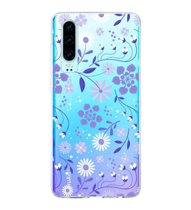 Huawei P30 Uyumlu Kapak Flowers Tasarımlı Şeffaf Silikon Kılıf