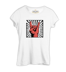 Rock - İkon Beyaz Kadın Tshirt