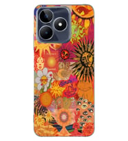 Realme C53 Uyumlu Vintage Kolaj Desenli Şeffaf Telefon Kılıfı