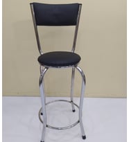 Sandalye 12748 BAR Tipi Yüksek Model 1ad SİYAH Suni deri döşem Metal krom El yapı