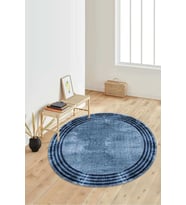 Dijital Baskılı Kaymaz Taban Yıkanabilir Yuvarlak Salon Halısı Koridor Halısı Paspas NDY-HT-488 (Mavi)