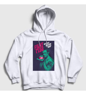 Presmono Unisex Beyaz Soap Film Dövüş Kulübü Fight Club Kapüşonlu Sweatshirt 244737tt