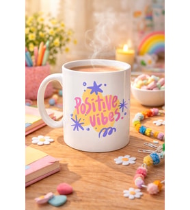 Northcity Positive Vibes Porselen Kupa - Model 138 Motivasyon Kahve & Çay Kupası