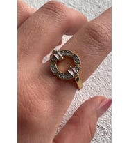 V.I.P Çift Renk Seri Baget Zirkon Taşlı Halka Tasarım Gold & Silver Ayarlanabilir Kadın Çelik Yüzük