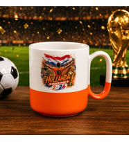 BK Gift Hollanda Taraftar Temalı 2026 Dünya Kupası Tasarımlı Turuncu Joyful Kupa Bardak