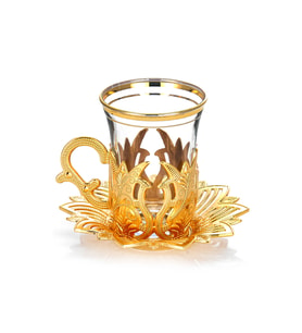 Ahsen 6 lı Çay Bardağı Seti Gold (Çok Renkli)