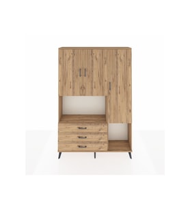 Arges Gardrop 6 Raflı 3 Çekmeceli 3 Kapaklı 132x30x195 Çam-Çam
