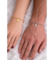 925 Gümüş  Hilal Güneş Çift Bileklik (Gold)