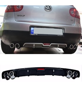 Vw Golf Mk5 Siyah Difüzör 4 Krom Egzoz Görünümlü Difizör Arka Ek Body Kit 2003-2009