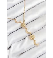316L Çelik Zirkon Taşlı Güneş Ve Ay Model Gold Renk Kadın Kolye 5886 - SSSSSS1055-5968