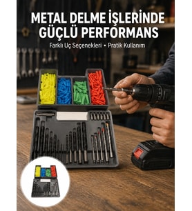 Kapsamlı Matkap Ucu Seti Organizer Kutulu Ahşap Metal Beton Delme Yeni Nesil