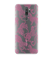 Oppo A5 2020 / A9 2020 Uyumlu Pembe Leopar Desenli Şeffaf Telefon Kılıfı